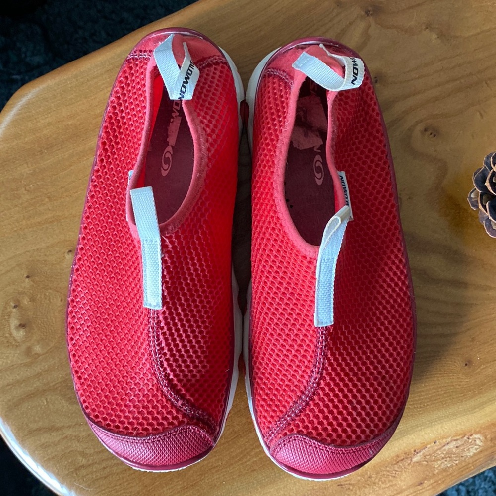 Salomon Red Mesh Slip-On Athletic Shoes